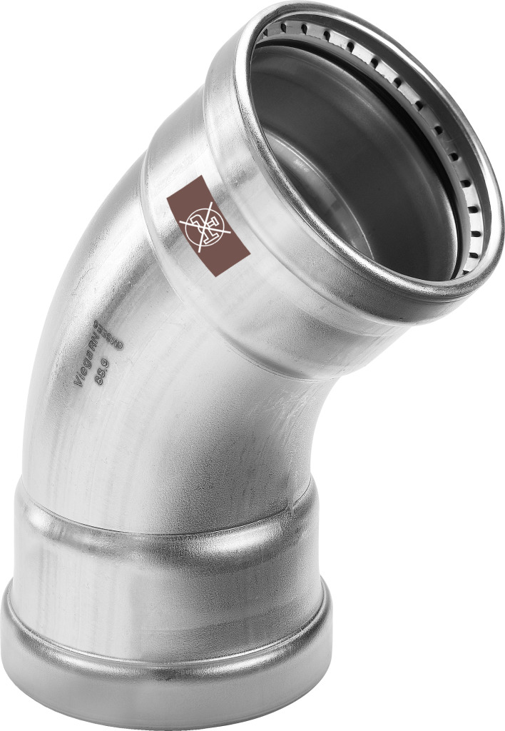 Viega Bogen 45 Grad mit SC Temponox XL 1726XL in 76,1mm Stahl nichtrostend