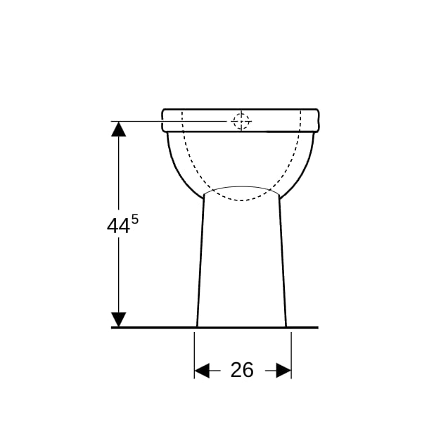Geberit Renova Comfort Stand-WC Flachspüler erhöht, Abgang vertikal, weiß