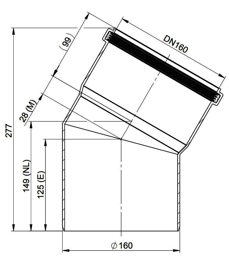MHG Bogen 30Grad DN 160 für Abgasleitung Atec