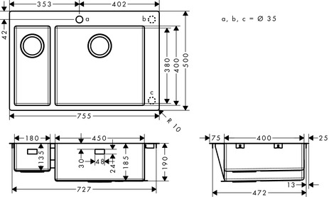Hansgrohe Einbauspüle 180x450  S711-F655