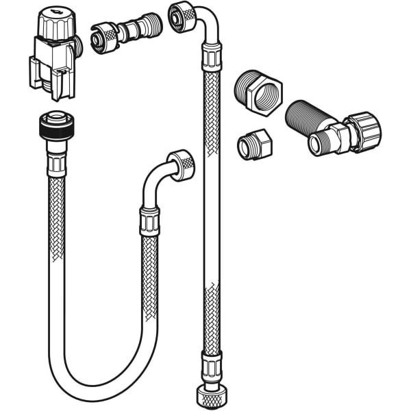 Geberit Wasseranschlussset hinten mittig zu Monolith Sanitärmodul, für WC 114 cm