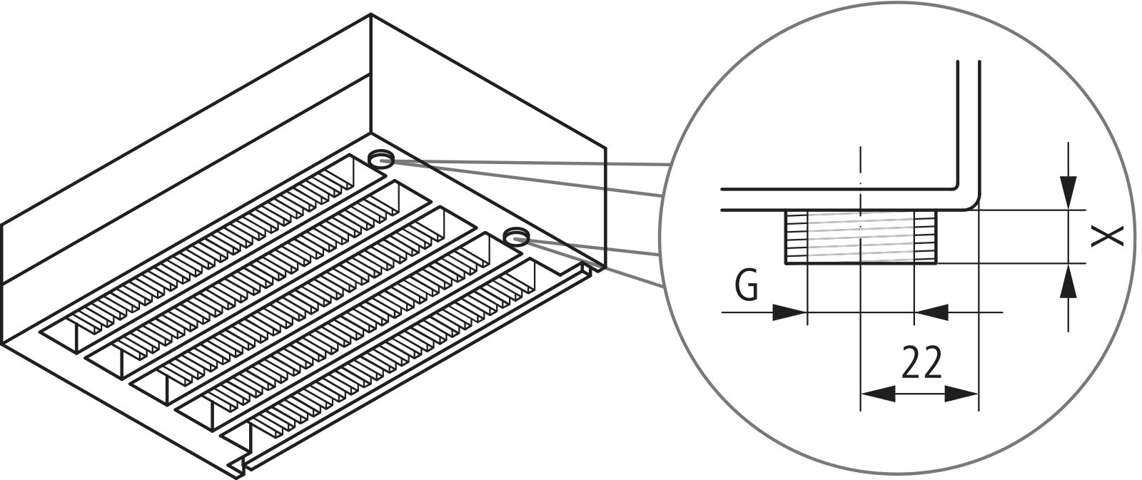 Kermi Konvektor Typ43 BH280x194x2400mm QN4522, RAL9016, 6bar, o. Abd., AB Uni.