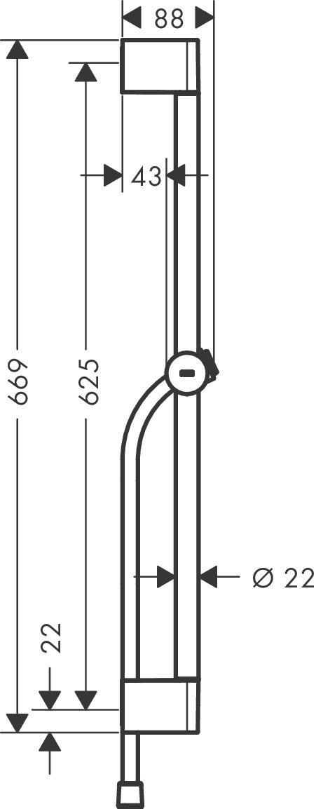 Hansgrohe Brausestange Unica/Pulsify 650mm mit Push Schieber und Brauseschlauch chrom