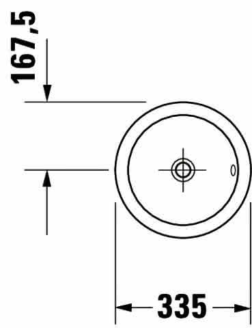 DU Einbauwaschtisch Architec Bali 335 mm EB v.ob.,m.ÜL,o.HLB,u.glasiert,weiß