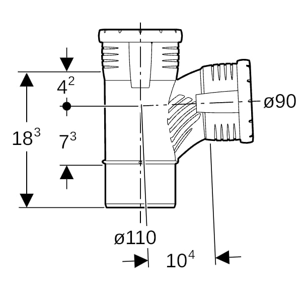 Geberit Silent-Pro Carve Abzweig 87,5Gr, d110/90