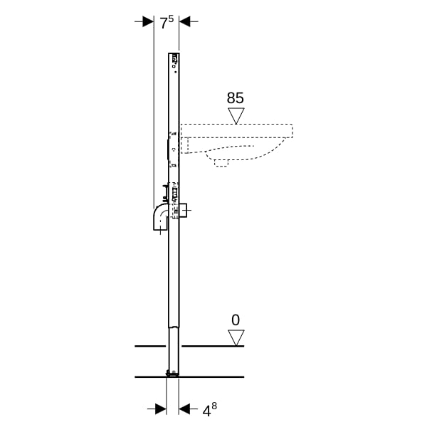 GE Duofix Element f. WT, 112 cm Standarmatur