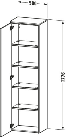 DU Hochschrank XSquare, wandh., TA li. 1776x500x356mm, Basalt Matt