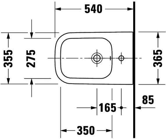 DU Wand-Bidet Happy D.2 540 mm m.ÜL, m.HLB, 1 HL, Durafix, weiß