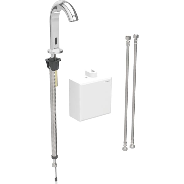 Geberit Piave WT-Arm., Standmontage, Batterie mit AP-Funkt.Box, m.Therm.Misch., chrg