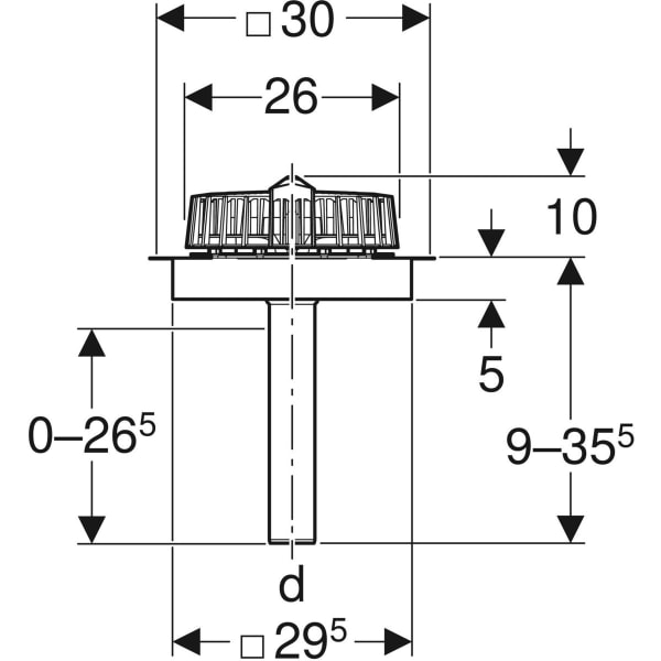 Geberit Pluvia Dachwassereinl. mit Bef.-Fl. für Dachabdichtungsfolien, d56, 12l/s