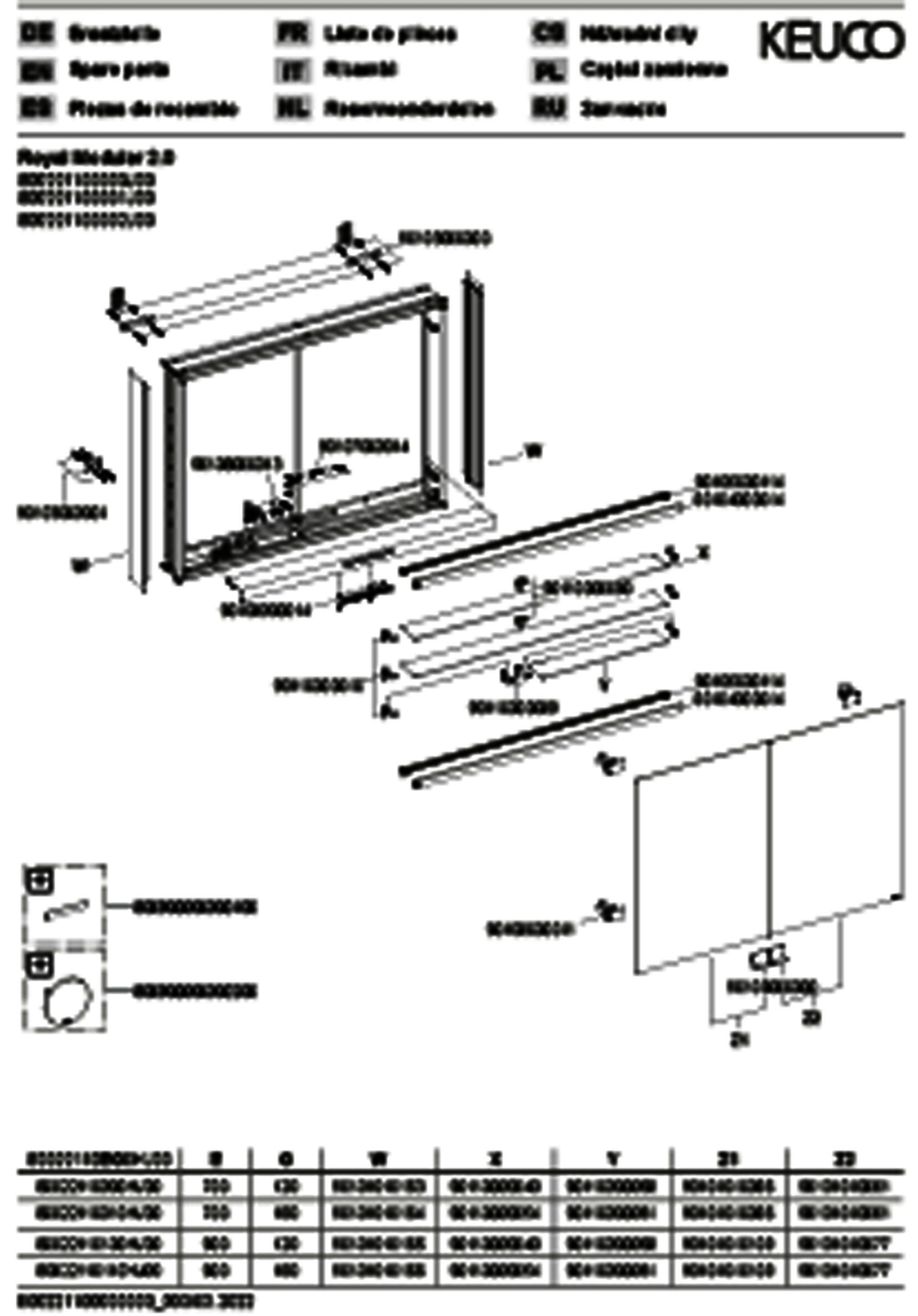 KEUCO Royal Modular 2.0 SPS, DALI 80022, Vorb,2Steckd,sb-elox,1000x700x120mm