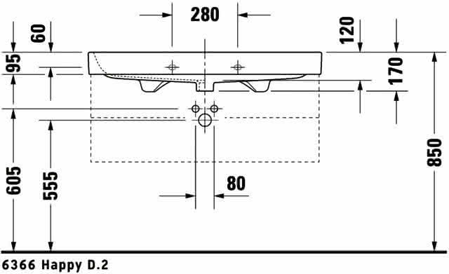 DU Möbelwaschtisch Happy D.2 1000 mm mit ÜL, mit HLB, 1 HL, weiß