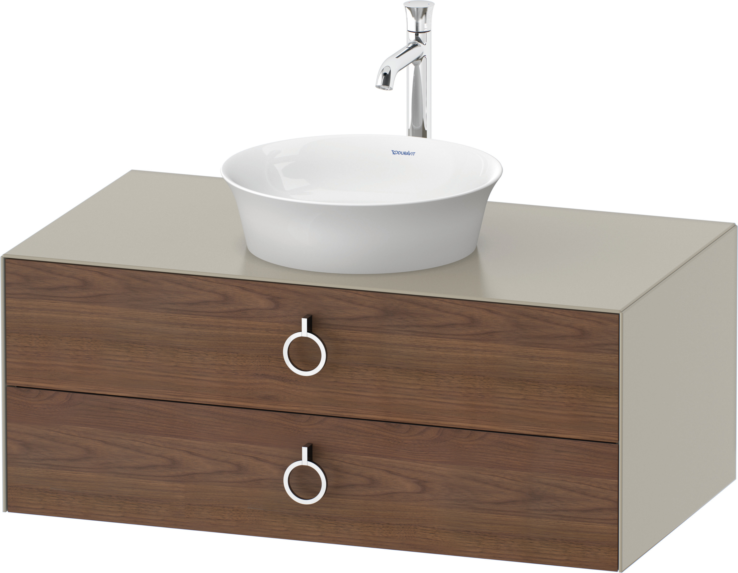 Duravit WTU wandh.White Tulip,2Schk.,m.Griff 408x1000x550,Am.Nussb.M./Taupe Sdm.
