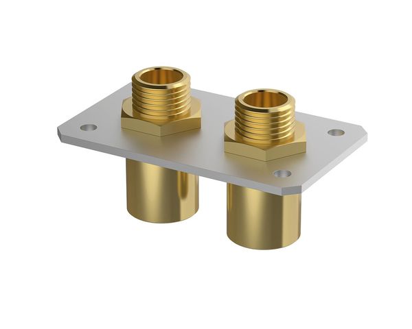 Flamco Doppelplatte 100x100x3 mm, AA = 45 mm 1/2" IG, Länge 20 mm
