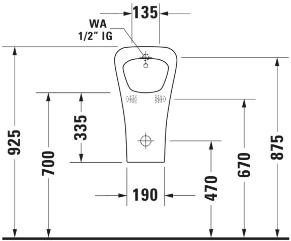 DU Urinal DuraStyle, Zulauf von hinten rimless, ohne Fliege, weiß