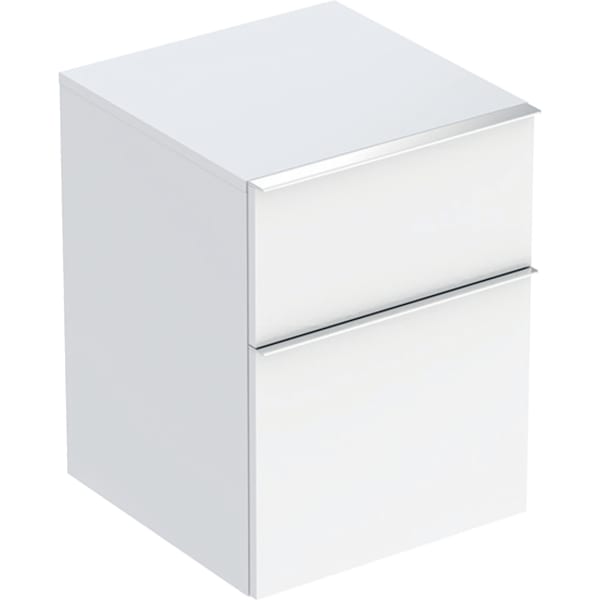 Geberit iCon Seitenschrank, 2 Schubladen 45x60x47,6cm, weiß hgl/Gr. chrom