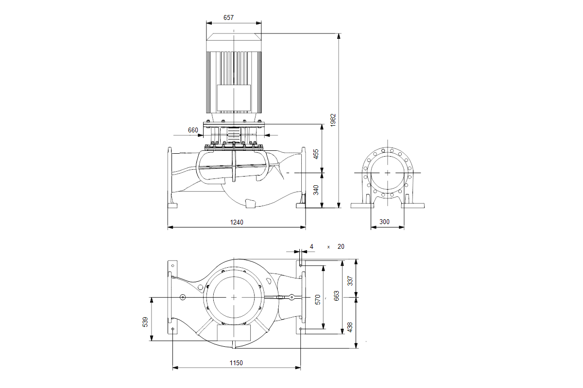 GRUNDFOS Trockenläuferpumpe TP 300-550/4 A3-F-O-DAQF-YW3