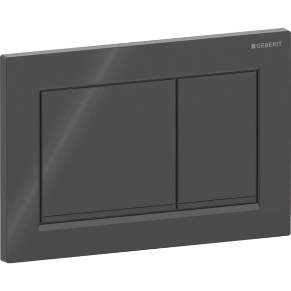 Geberit Omega20 Betätigungsplatte, eckig 2-M-Sp., schwarz glänzend /schwarz matt