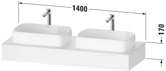 Duravit Qatego Konsole, Wandh, 1400x550x170mm Waschpl:2,o Ko-träger,Taupe Superm,Dekor