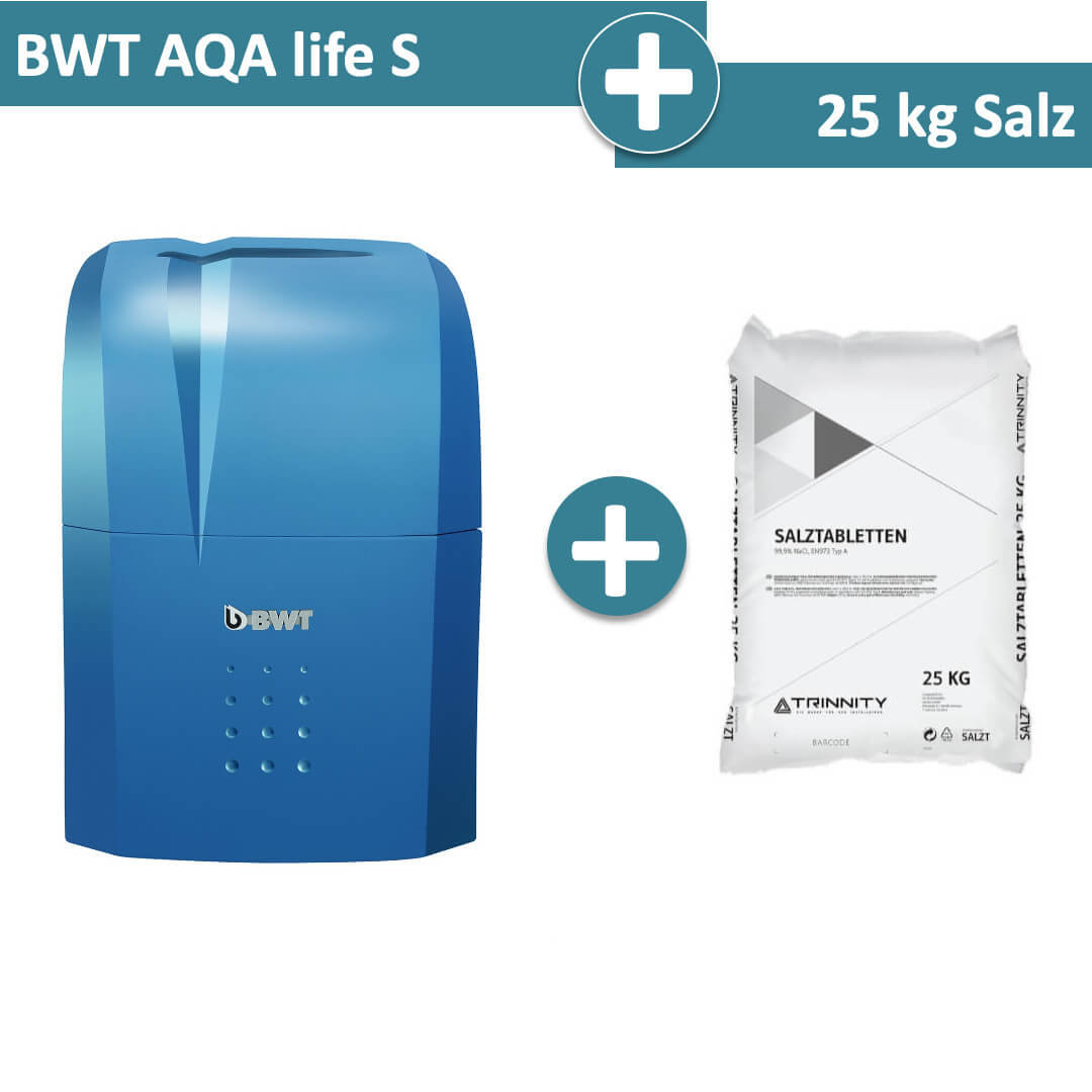 BWT Weichwasseranlage AQA life S inkl. Anschlusstechnik mit 25 kg Salz