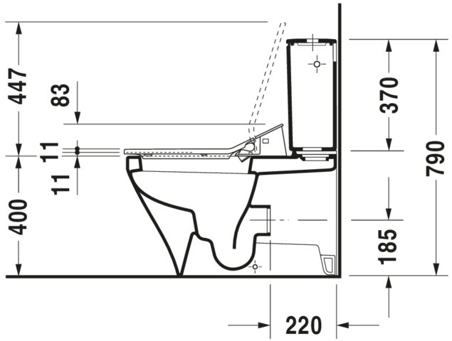 DU Stand-WC Kombi DuraStyle 700 mm, TS f.SPK, f.SW m.verd.Anschl., weiß