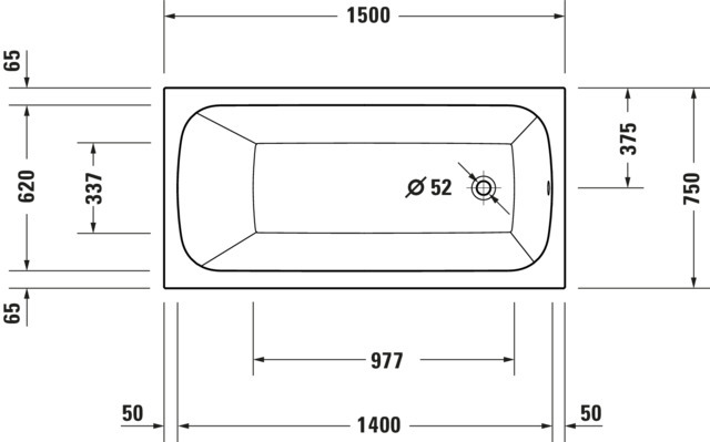 DU Qatego BW 1500x750mm Einbau Acryl,Rückenschr.1 Variabel, Weiß