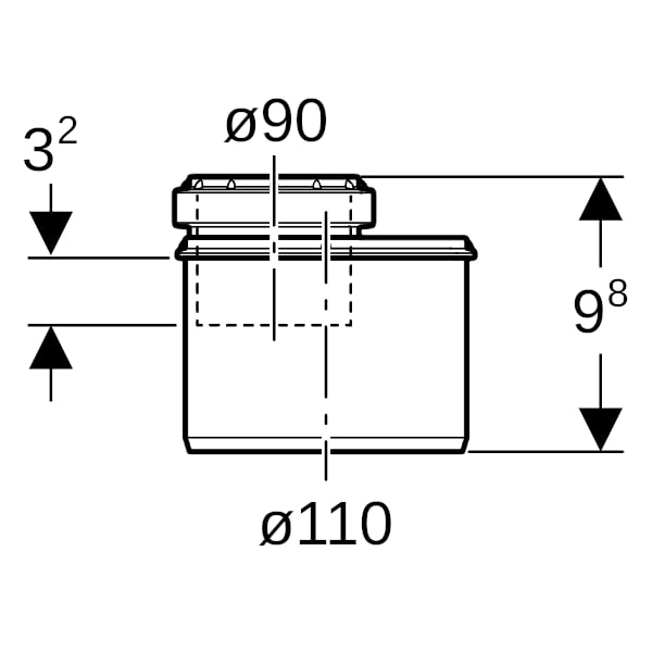 Geberit Silent-PP Reduktion exzentrisch kurz d110/90