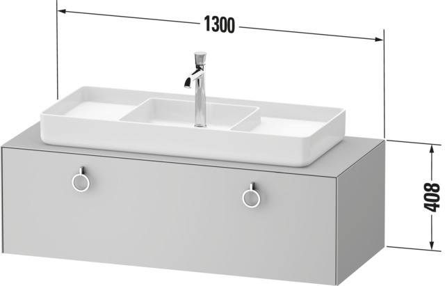Duravit WTU wandh.White Tulip,1 Aus.,m.Griff Aus.r,408x1300x550,Eiche N.M./St.gr.HGL