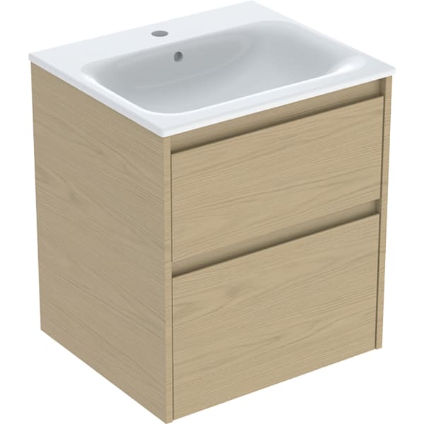 Geberit Renova Plan Set MWT mit US, 2 Schubl. 55x62,1x48cm, Eiche natur