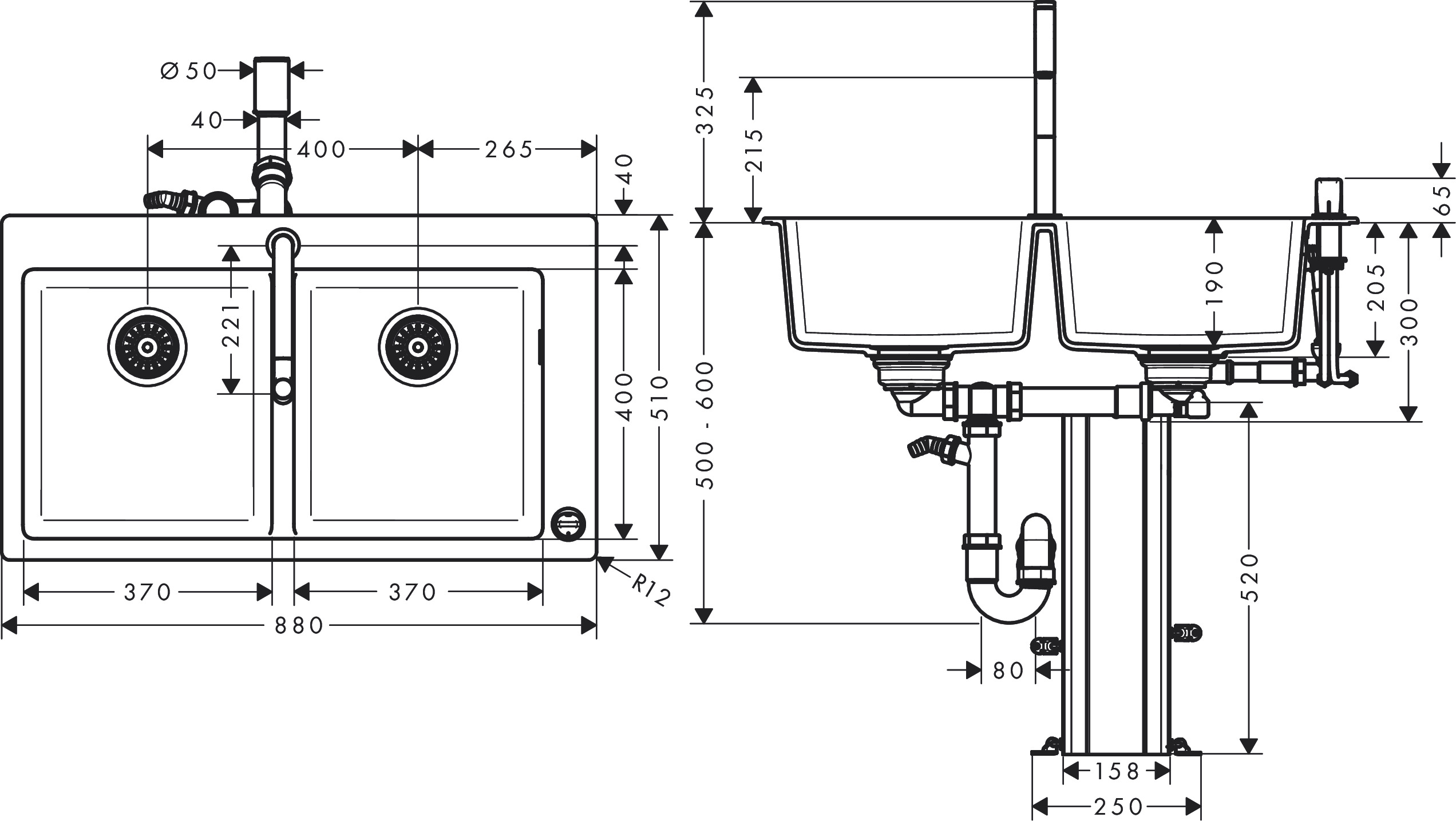 Hansgrohe Select 200 Spülencombi 770 chrom  C51-F770-10