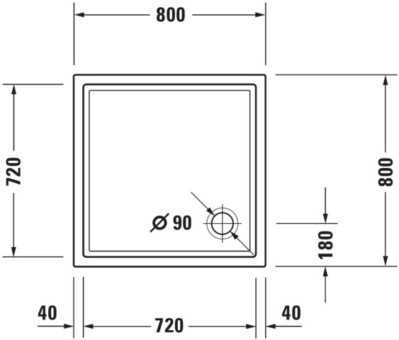 DU Starck Slimline Duschwanne, Quadratisch, 800x800x45 mm, Weiß, Sanitä