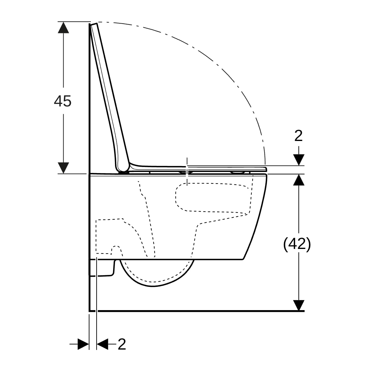 Geberit iCon Set WWC-Tiefspüler, eckig TurboFlush, WC-Sitz, T:53cm, weiß, Tect