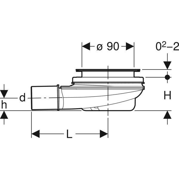 Geberit Duschwannenablauf d90 Sperrwasserhöhe 30 mm d40 PP