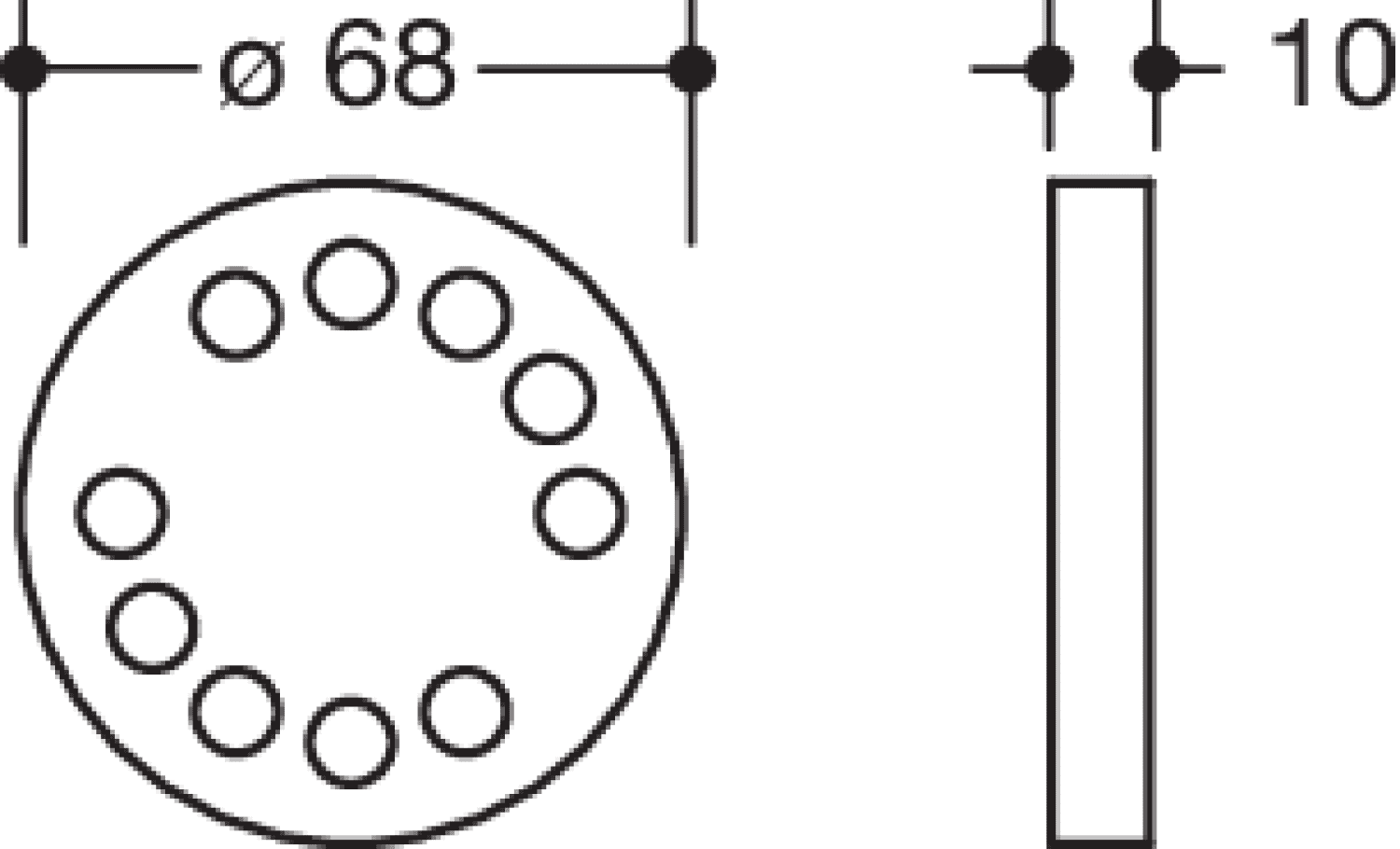 HEWI Ausgleichsscheibe D=68mm, h=10mm für 900 (Chrom)