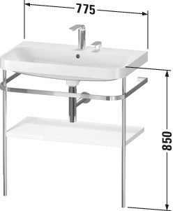 Duravit Metallkonsole bodenst. m. HD.2 Plus 850x775x490mm, Graphit Supermatt, 2 HL