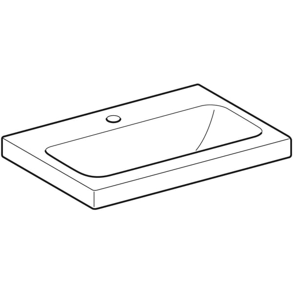 Geberit iCon Light WT 60x42cm, verk. Ausld. mit Hahnloch, ohne Ül., weiß, KeraTect