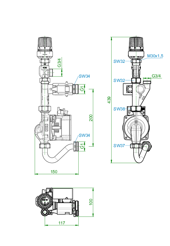 OVENTROP-Vorlauftemperaturregelmodul FBH für Regudis W-HTE, mit Reguflow