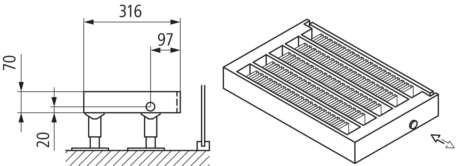 Kermi Kon m. Str. Typ55 BH280x316x2600 QN7462, weiß, 6bar, o. Abd., AB Uni.