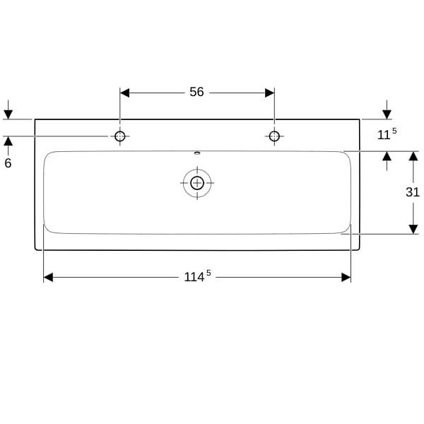 Geberit iCon Waschtisch, 120x48,5cm zwei Hl., m. Ül., weiß, KeraTect