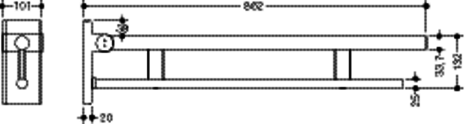 HEWI mob. SK-Griff Duo (A), L:850, pulverbeschichtet schw tiefmatt