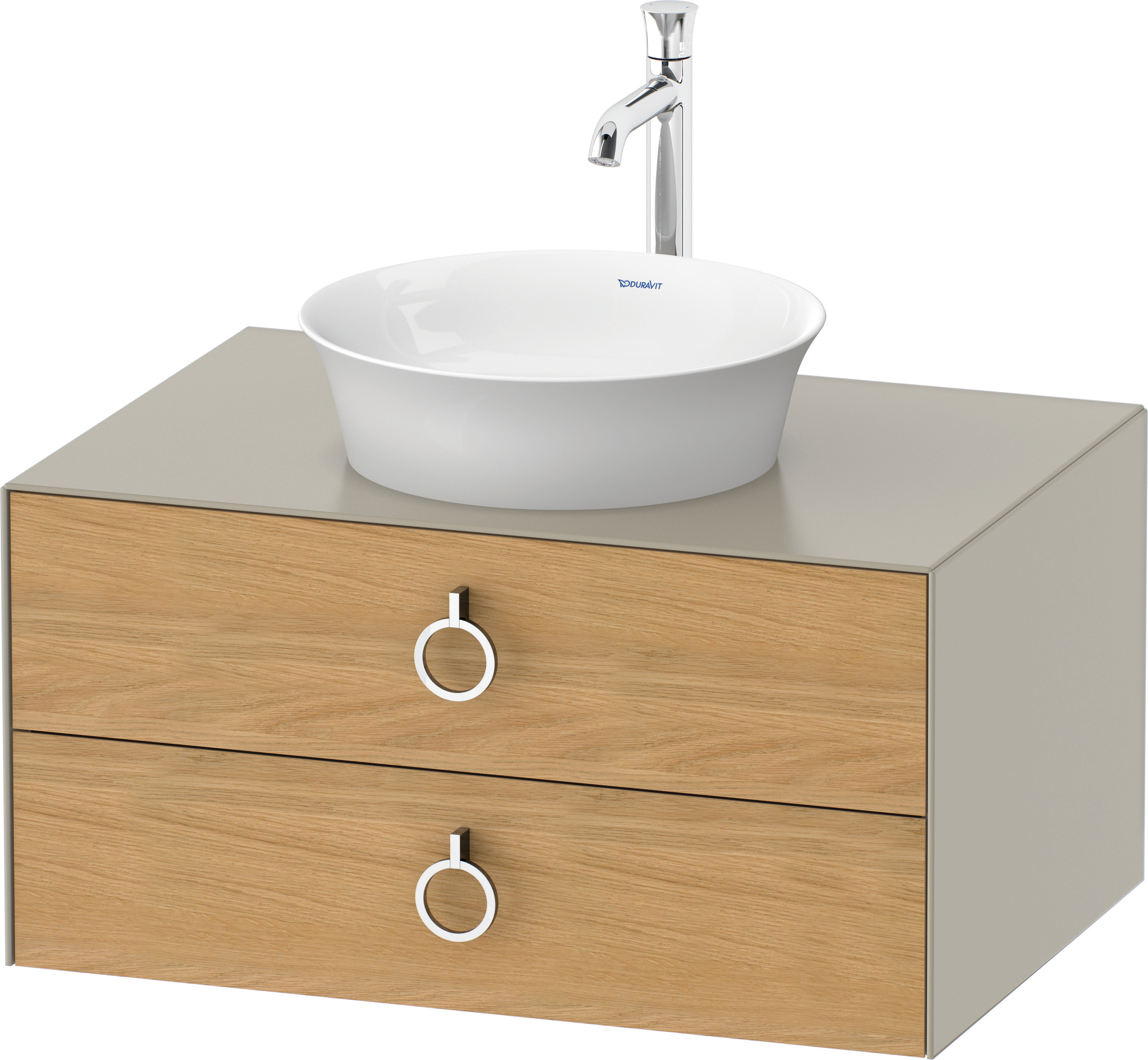 Duravit WTU wandh.White Tulip,2Schk.,m.Griff 408x800x550,Eiche N.M./Taupe Seidenmatt