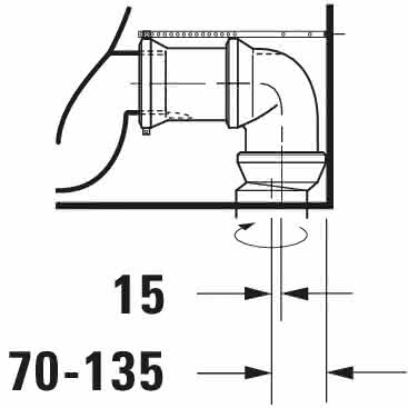 DU Stand-WC Kombi Starck 1 640 mm Tiefspüler, f.SPK, Abg.Vario, weiß