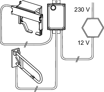 TECEplanus WC-Fernauslösung kabelgebund. Elektrotaster 230/12 V-Netz