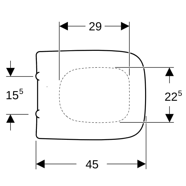 Geberit Renova Plan WC-Sitz, eckiges Design weiß, Befestigung von unten