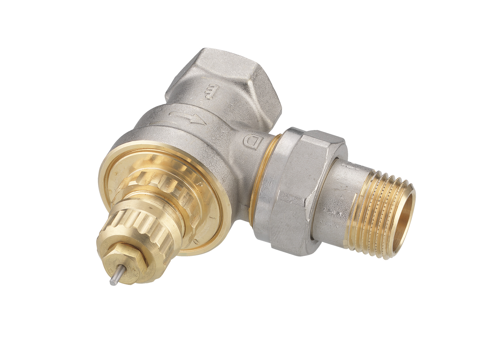 Danfoss Ventilgehäuse RA-G 15 R 1/2, Eck, matt vernickelt