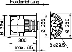 Helios VARW 315/4 TK RADAX Rohrventilator 1-PH