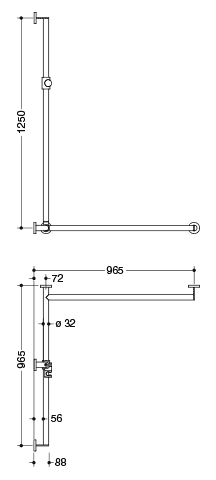 HEWI DUHA, d:32,re, A1:1250, W1/W2:965, chr, Br.H.Kst. signalweiß