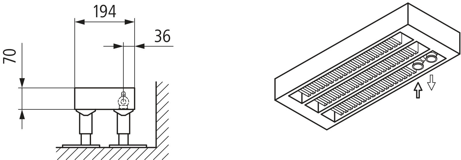 Kermi Konvektor Typ43 BH280x194x1900mm QN3580, RAL9016, 6bar, o. Abd., AB Uni.