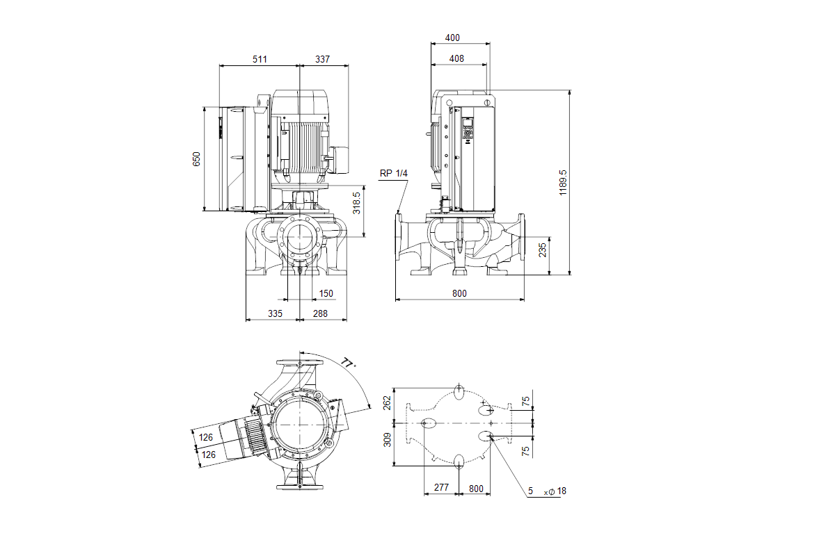GRUNDFOS Elektr. ger. Trockenläuferpumpe TPE 150-390/4 NC-A-F-A-BQQE-SW3
