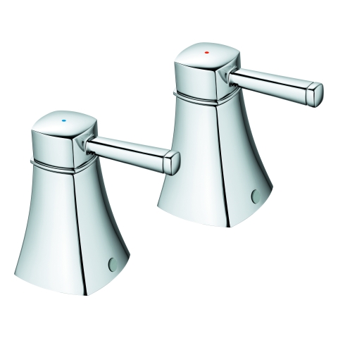 GROHE Griffpaar Grandera 48325 Markierung blau/rot chrom GROHE Griffpaar Grandera 48325 Markierung blau/rot chrom